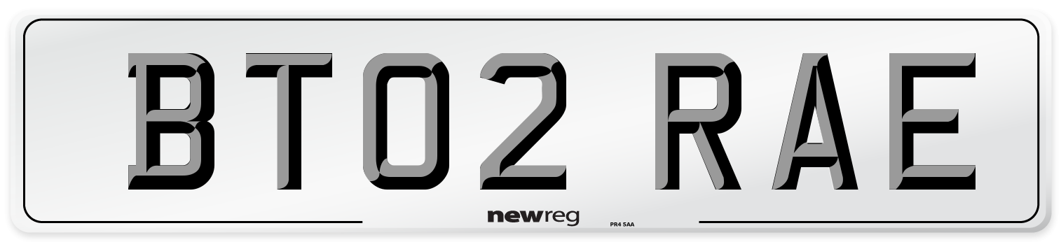 BT02 RAE Number Plate from New Reg